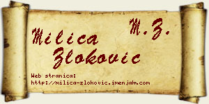 Milica Zloković vizit kartica